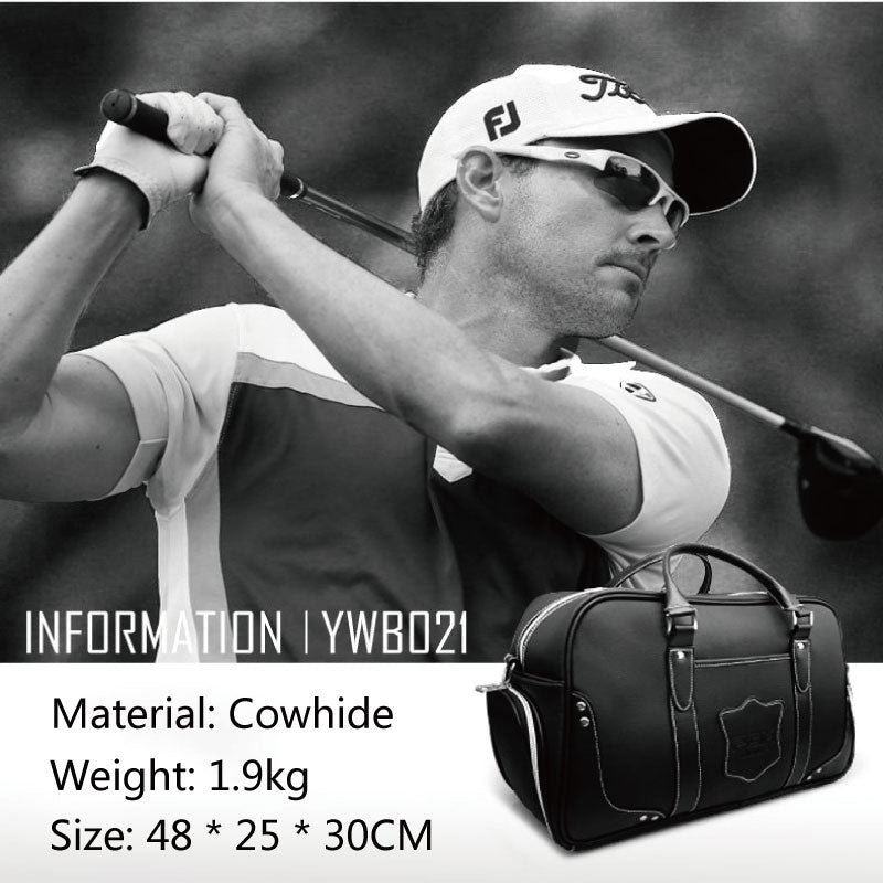 PGM Black Golf Clothing Bag men&#39;s motion portable bag Built-in shoes bag Large Capacity Leather YWB021