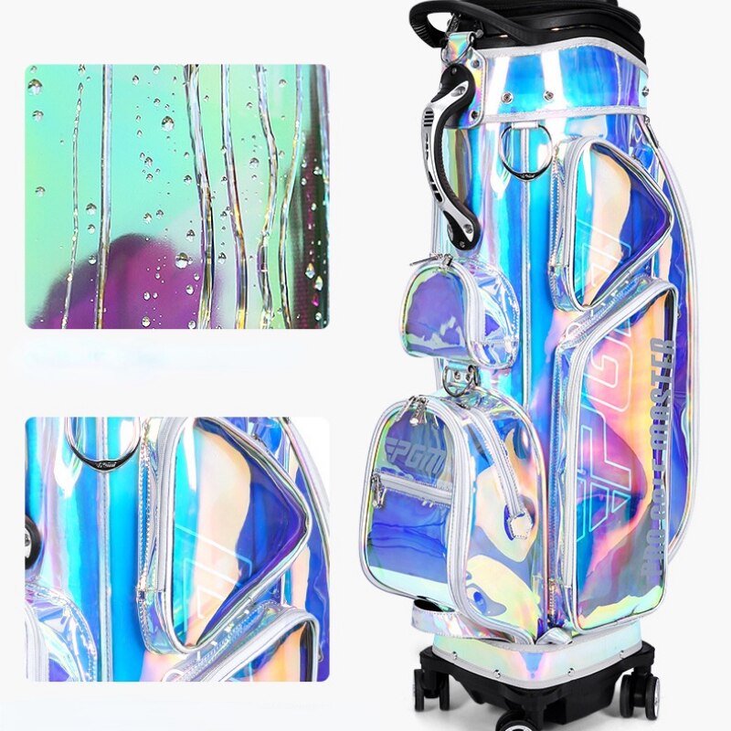 PGM Women Golf Bag Colorful Expansion TPU Waterproof Four-wheel Flat Push Air Consignment Bags Dust-proof Rain Cover Gift QB122