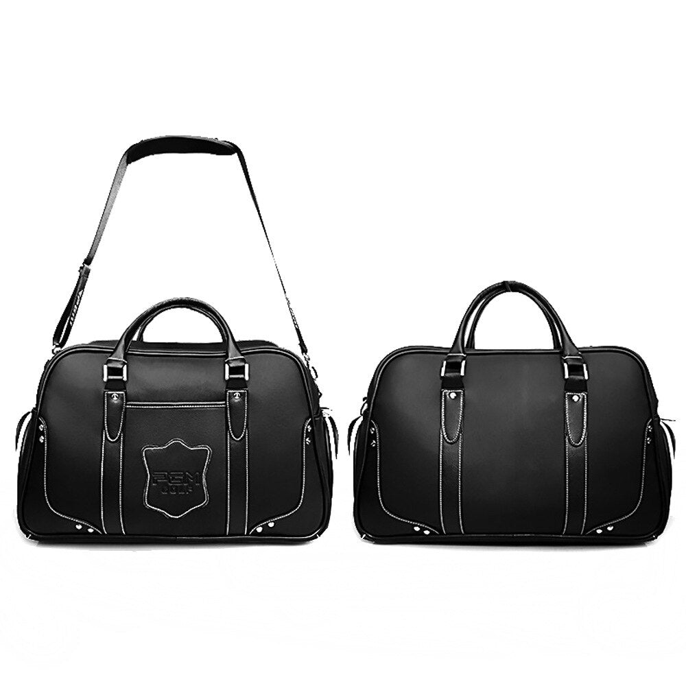 PGM – sac noir pour vêtements de Golf, sac portable de mouvement pour hommes, sac à chaussures intégré, cuir de grande capacité, YWB021